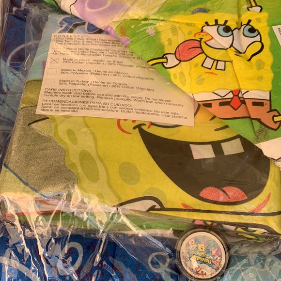 SpongeBob SquarePants Sheet & Comforter Set Twin Nickelodeon Sponge Bob 2002 New - Picture 6 of 10